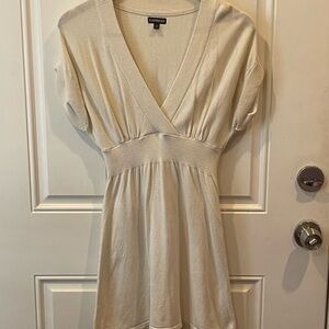 Express Cream V-Neck Dress, XS
